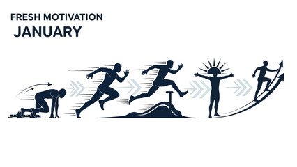 New year fitness motivation with silhouette of man running