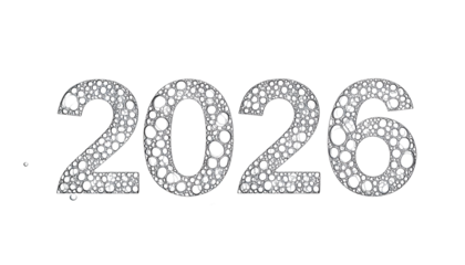 Textured gray digits, spelling out "2026", against a black backdrop