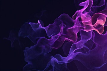 Obraz premium A vibrant abstract wave pattern in shades of purple and pink on a dark background.