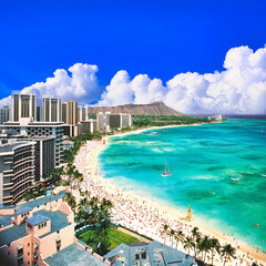 オアフ島ワイキキビーチの美しい景観