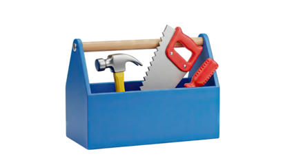 Blue Toolbox with Assorted Tools