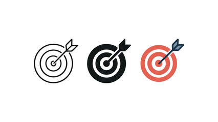 Three different target icons with arrows hitting the bullseye.