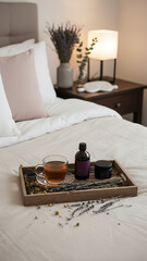 Relaxing bedtime ritual with herbal tea and sleep aids for a restful night&rsquo;s sleep, Sleep & Relaxation / Wellness Night