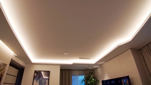 Modern Interior Design Showcasing Contemporary Lighting and Minimalist Aesthetics