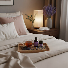Relaxing bedtime ritual with herbal tea and sleep aids for a restful night&rsquo;s sleep, Sleep & Relaxation / Wellness Night