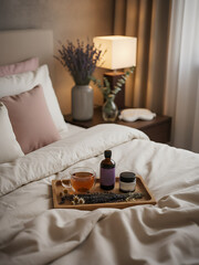 Relaxing bedtime ritual with herbal tea and sleep aids for a restful night&rsquo;s sleep, Sleep & Relaxation / Wellness Night