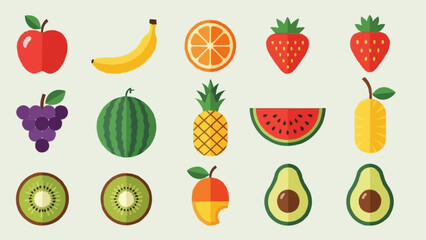 Collection of Fresh Fruits and Vegetables Illustrated.