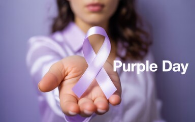 Purple day awareness campaign with ribbon