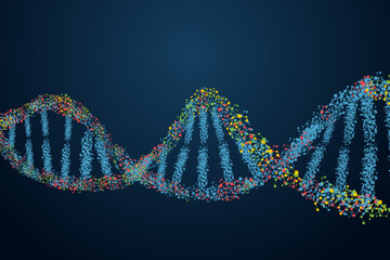 Abstract Futuristic DNA Strand Structure with Connecting Dots Illustration Graphic