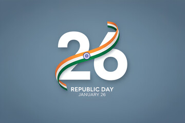 Republic Day India &ndash; Stylized 26 with Tricolor Ribbon and Ashoka Chakra, republic day, india, 26 january, ashoka chakra, tricolor, celebration, patriotism, graphic design