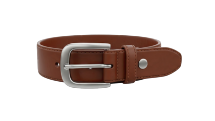 Brown Leather Belt with Silver Buckle