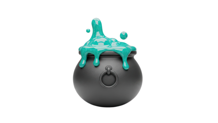 Bubbling Witch's Cauldron with Teal Potion
