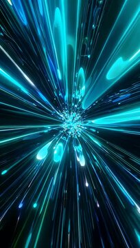 Energetic 4K abstract animation featuring vibrant blue cyan digital particles moving depth paired with motivational &ldquo;let&rsquo;s get started&rdquo; concept 