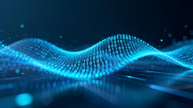 Abstract digital wave with binary code