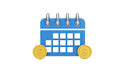 Calendar with Dollar Coins - Financial Planning Icon