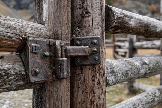 Close-up of an aged wooden gate latch (1)