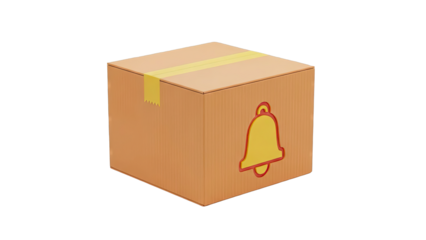 Cardboard box with bell icon