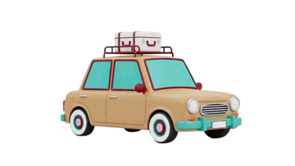 Cartoon car with luggage on roof rack