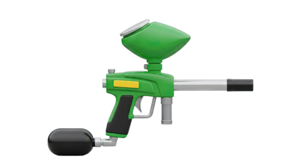 Green Paintball Marker with Black Air Tank