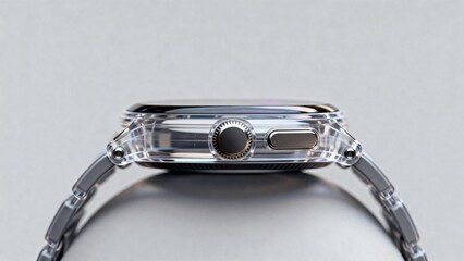 Closeup of a transparent smartwatch