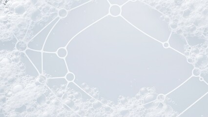 Obraz premium A close-up of soap bubbles and a network pattern on a light background.