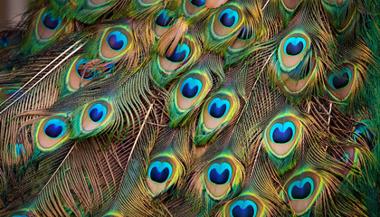 Textured Background Of Peacock Feathers