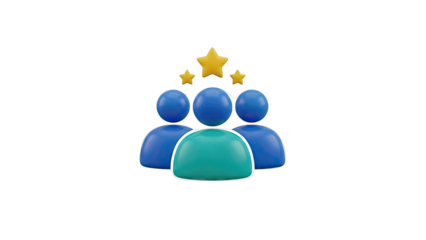 3D Team Leaders with Stars Icon