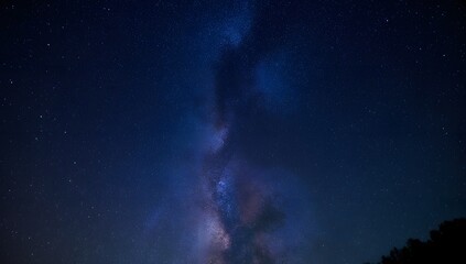 Fototapeta premium Majestic milky way stretching across the dark blue night sky