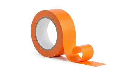 Orange Adhesive Tape on White Background.