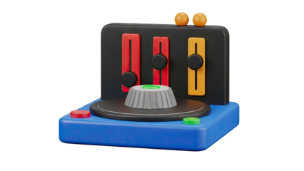 Abstract 3D DJ Controller with Colorful Buttons