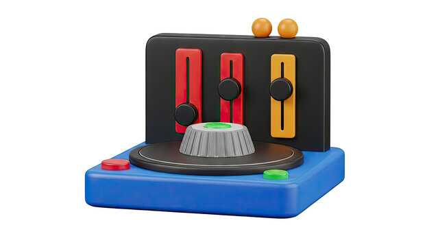 Abstract 3D DJ Controller with Colorful Buttons - Powered by Adobe