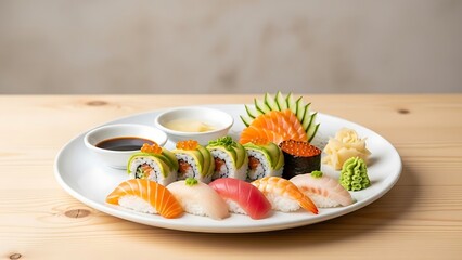 Exquisite sushi platter with fresh ingredients, a feast for the senses