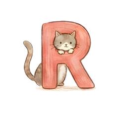 Fototapeta premium Cute Cat Alphabet Illustration