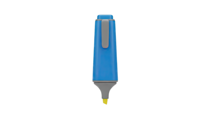 Blue highlighter pen with yellow tip