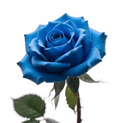 Close up of a beautiful blue rose on a white background