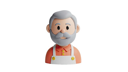 Fototapeta premium 3D Render of a Friendly Cartoon Man with Grey Hair and Beard