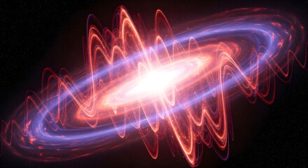 An abstract, digital illustration showcases a glowing vortex of energy with rippling waves and a bright, central core