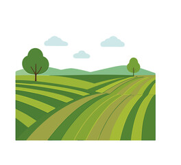Green Field Landscape Scene.