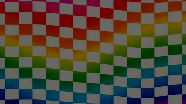 Colorful checkered pattern waving in the breeze