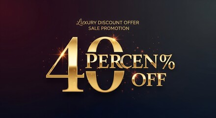 40 Percent Off Luxury Discount Offer Golden Sale Banner