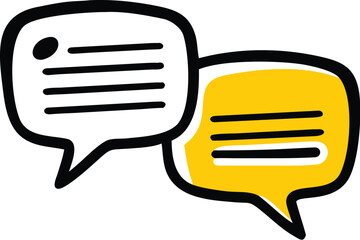 Hand-drawn speech bubbles representing online communication and human interaction