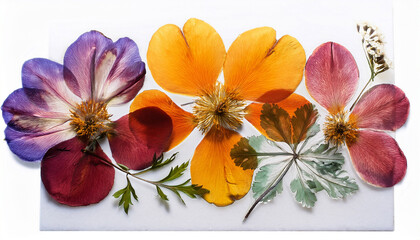 Pressed Flower Card Isolated On White Background