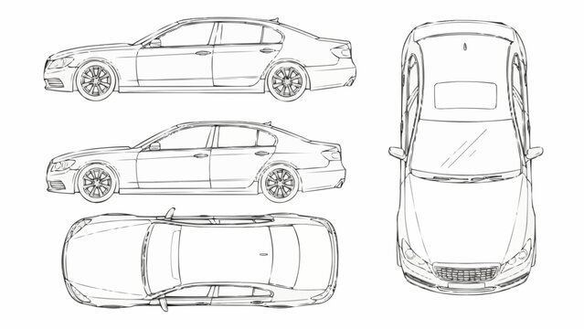 Car Blueprint - Detailed Automotive Design in Multiple Views.