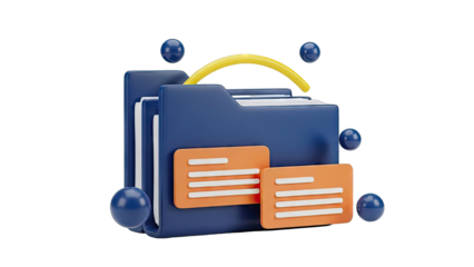 3D Folder Icon with Files and Spheres