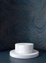 Minimalist white pedestal for product display with abstract background