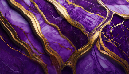Purple Stone Texture With Gold Veins Abstract Background Detailed Close Up