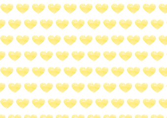 水彩風の黄色のハートの背景パターン