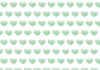 水彩風の緑色のハートの背景パターン