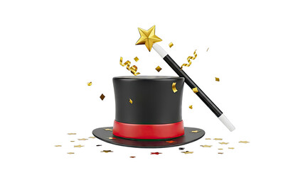 Magic Hat and Wand with Confetti