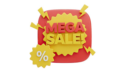 Mega Sale Announcement with Percentage Sign and Lightning Bolts